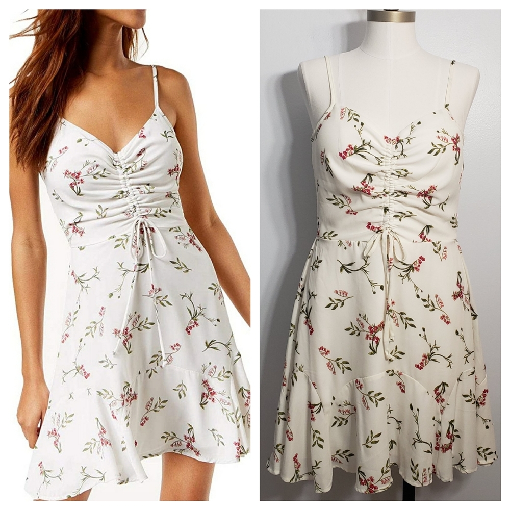 TRIXXI Junior floral ruched fit and flare dress
